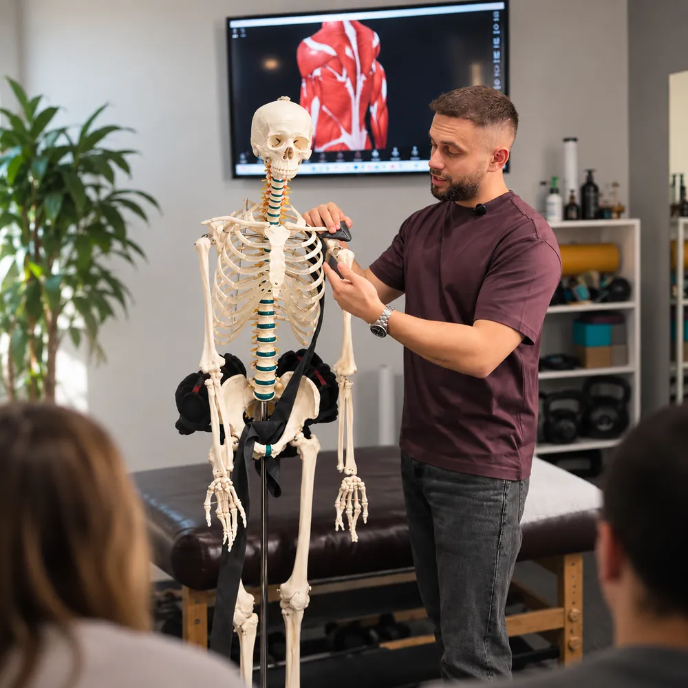 Explicație anatomică pe schelet, înainte de practică